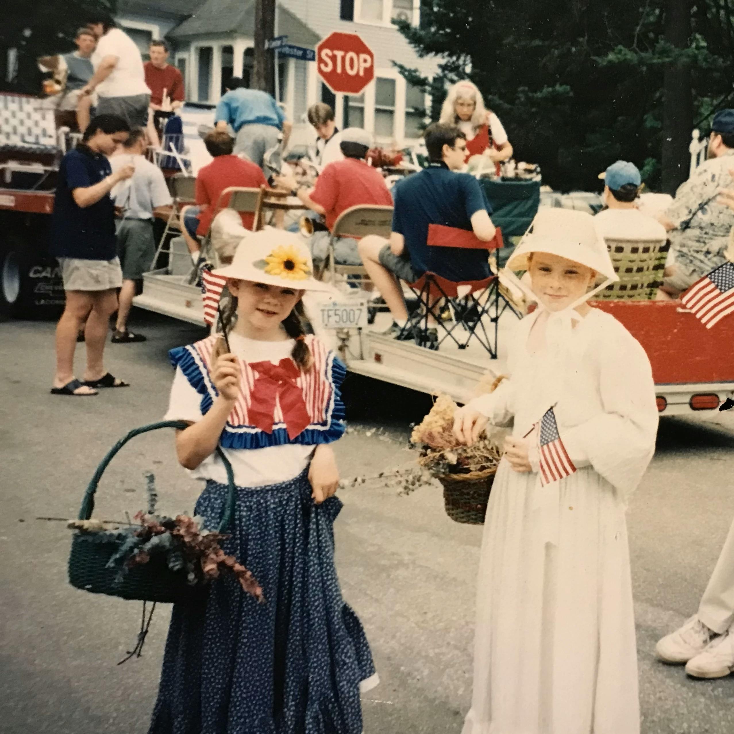 Author Virginia Allen and Mary at the Fourth of July Parade in Laconia, NH, in 2000.
