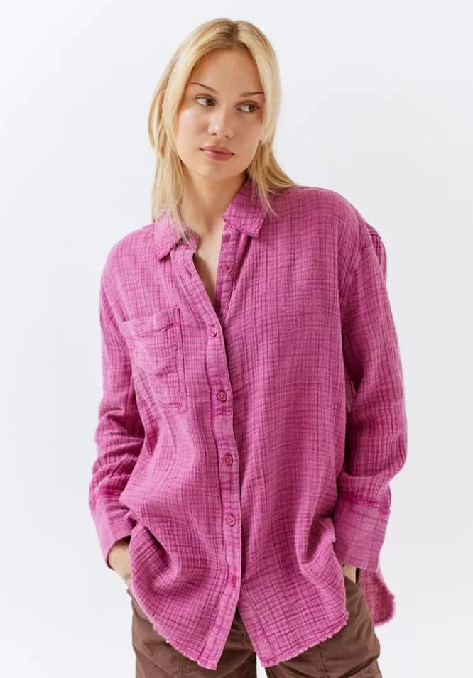 UO Lucy Textured Button-Down Shirt curated on LTK