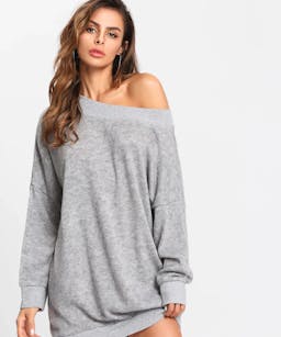 grey off the shoulder sweater-weather