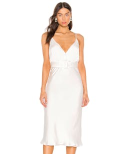 bardot white midi dress
