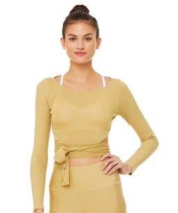 alo yoga ballet wrap with tie in front