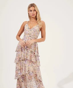 ASTR the Label Rosana Floral Tiered Ruffle Maxi Dress