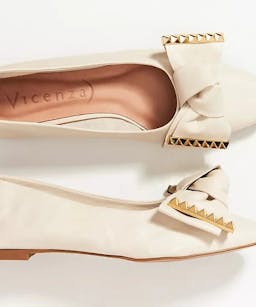 Anthropologie Vicenza Bow Square-Toe Flats