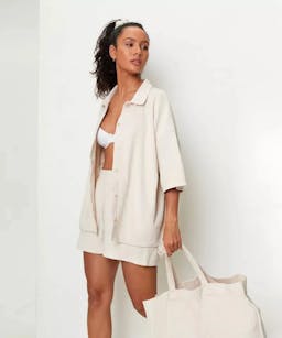 Nasty Gal Towelling Shirt and Short 4 Piece Cover Up Set