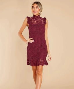 Red Dress Learn To Love Wine Lace Dress