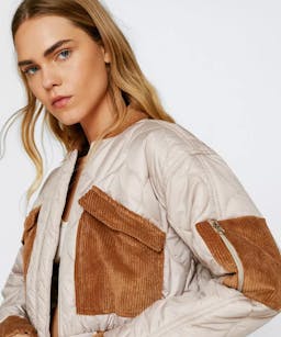 Nasty Gal Cord Pocket Quilted Cropped Bomber Jacket
