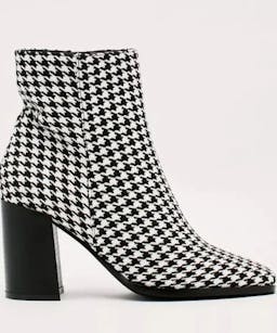 Nasty Gal Houndstooth Square Toe Ankle Boots
