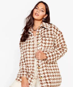 Nasty Gal Plus Size Houndstooth Button Up Jacket