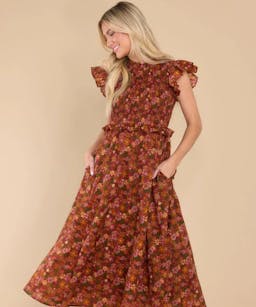 Olivia James the Label Lila Wildflower Rosewood Dress
