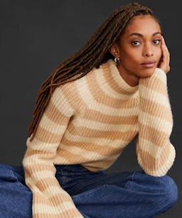 Anthropologie Maeve Striped Turtleneck Sweater