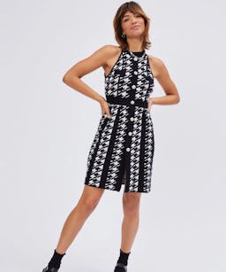 houndstooth knitted dress