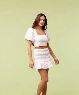 Forever 21 Puff Sleeve Crop Top & Mini Skirt Set