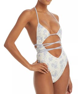 Sydney Sweeney x Frankies Bikinis Gemma Halter Wrap-Around Tie One Piece Swimsuit