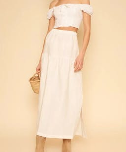 Whimsy And Row Millie Tiered Linen Maxi Skirt
