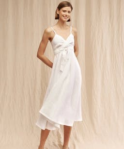 Linen Handmade Studio Flare Linen Strap Dress