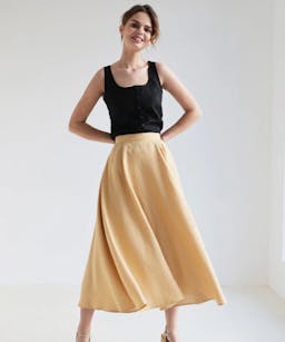 Linen Handmade Studio Half Circle Linen Skirt