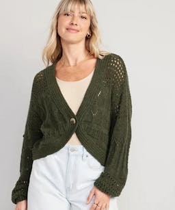 Old Navy Open-Stitch Cropped Cardigan Sweater