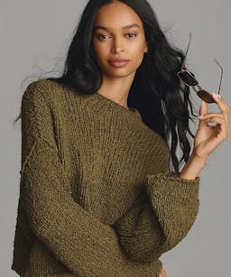 Anthropologie Cropped Mock Neck Sweater
