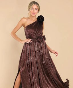 Red Dress Crowning Moment Chocolate Maxi Dress