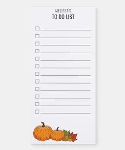 Zazzle Pumpkins & Autumn Leaves & Custom Text To Do List Magnetic Notepad