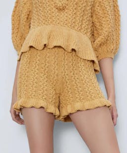yellow knitted shorts