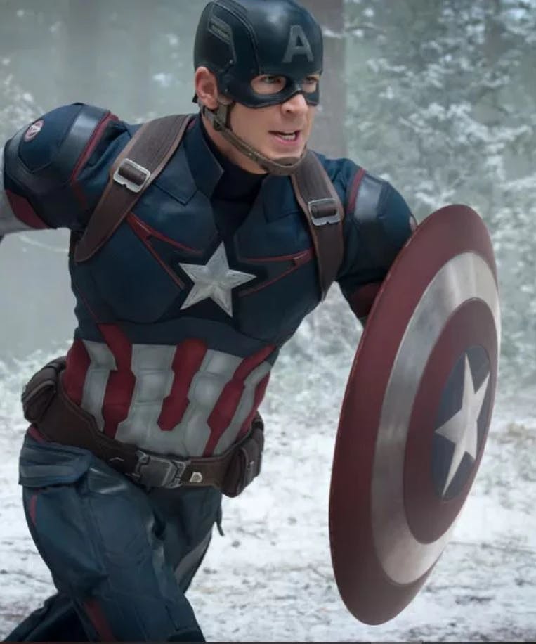 captain america with shield running Marvel fair use