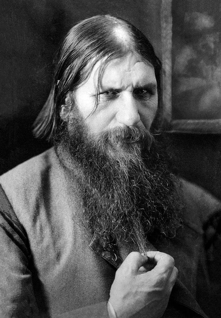 Grigori Rasputin, 1916. Public domain via Wikimedia Commons.