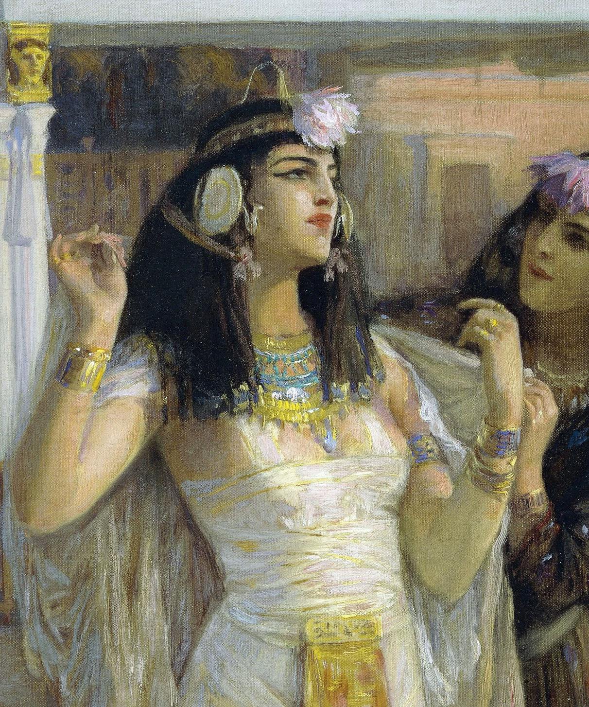 Cleopatra On The Terraces Of Philae painting by Frederic Arthur Bridgman, 1896 public domain wikimedia commons