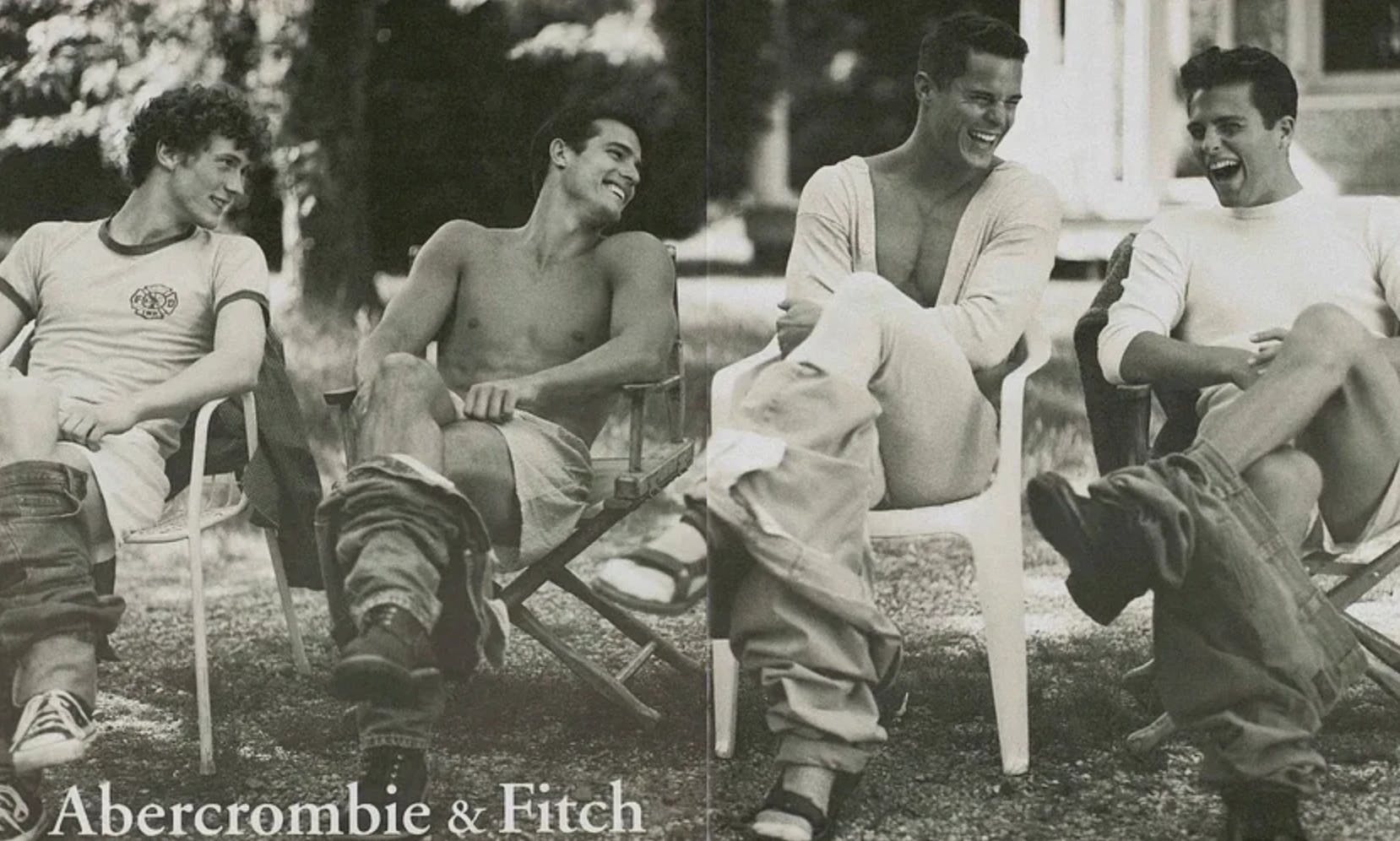 Peter Johnson, Bradly Tomberlin, Tim Ryan, Johann Urb, Jason Smith and Frederic Bastien shot by Bruce Weber in the Abercrombie & Fitch Fall/Winter campaign 1996-1997/Vogue France