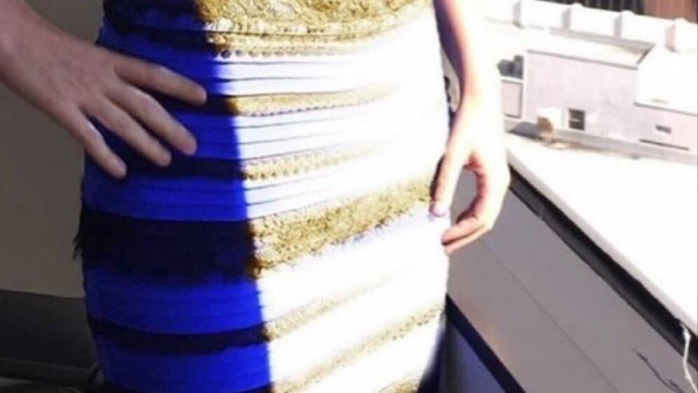 Gold white top blue black