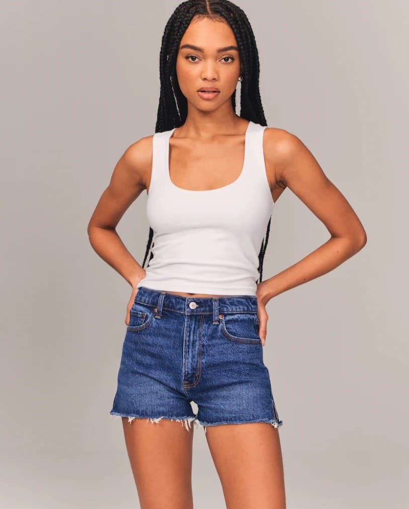 Denim shorts for pear top shaped